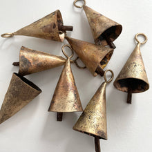 Load image into Gallery viewer, 2 1/4&quot; rustic cone shape tin brass finish bell metal striker
