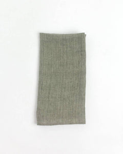 Stone Washed Linen Hemmed Dinner Napkin: Sage