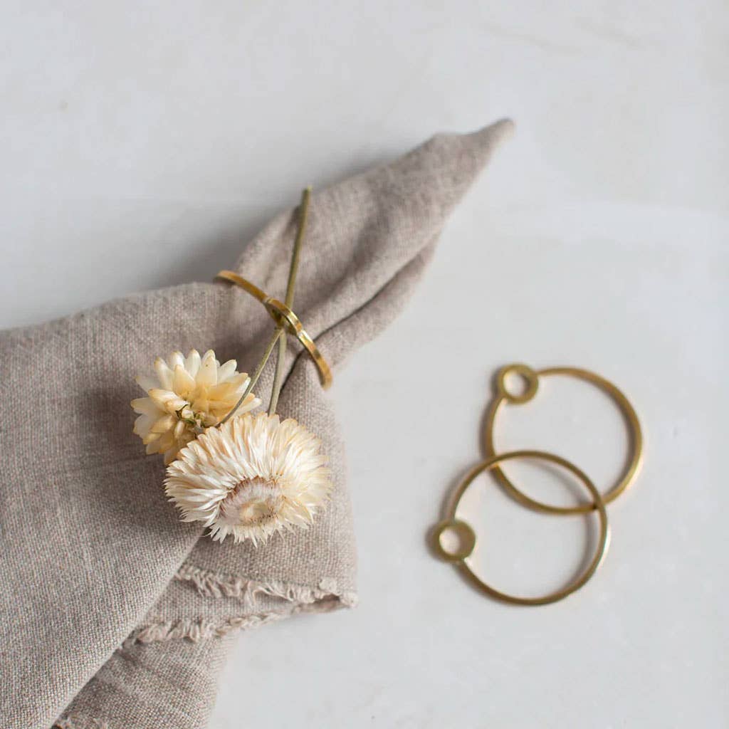 Flower Holder Napkin Rings | Brass - Set of 2