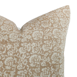 Muted Terracotta Floral Handblock Pillow Cover