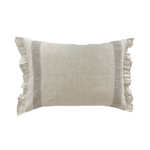 Load image into Gallery viewer, Elana Soft Brown Stripe Ruffle Pillow
