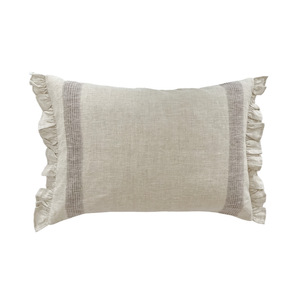 Elana Soft Brown Stripe Ruffle Pillow