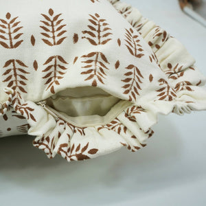 Boho Thick Cotton White Print Frill Pillow