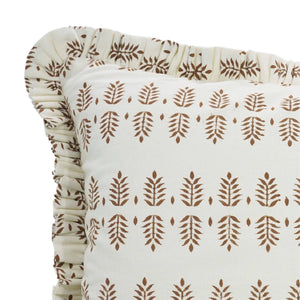 Boho Thick Cotton White Print Frill Pillow