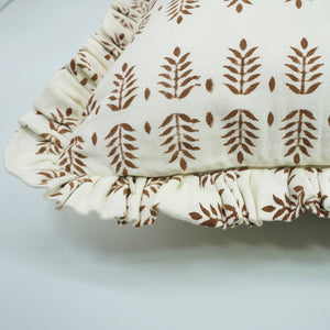 Boho Thick Cotton White Print Frill Pillow