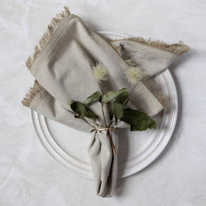 Handwoven Fringe Napkins - Tan | Set of 2