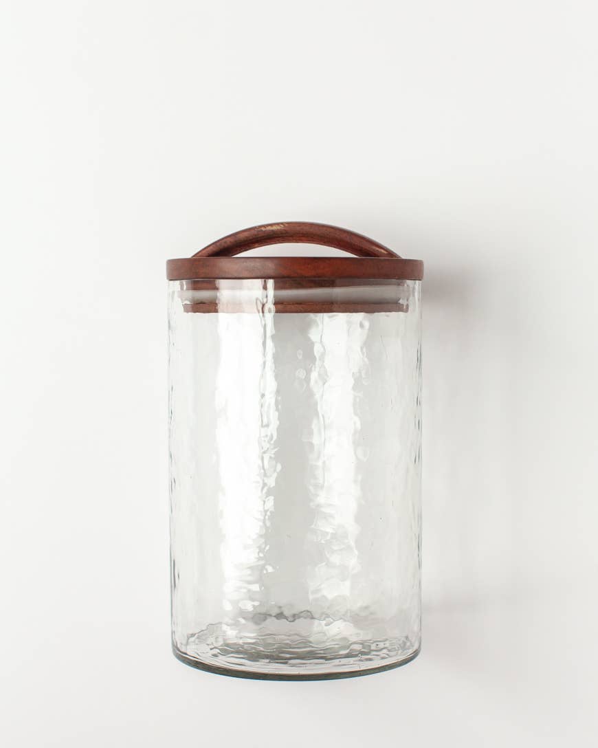 Handblown Hammered Glass Canisters (medium): Clear