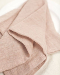 Stone Washed Linen Hemmed Dinner Napkin: Cedar Rose