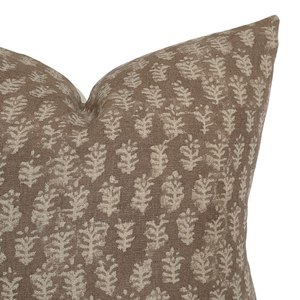 Andie Warm Brown Floral Handblock Pillow