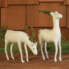 Load image into Gallery viewer, Felt Reindeer, Grazing - White
