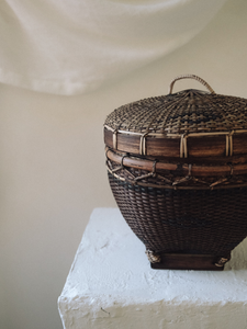 Vintage Wood & Rattan Basket