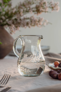 Hand-etched Blown Petite Pitcher