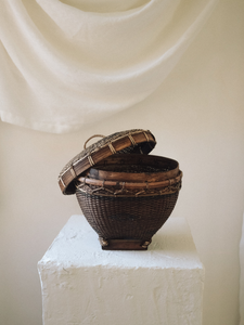 Vintage Wood & Rattan Basket