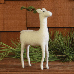 Felt Reindeer, Standing - White